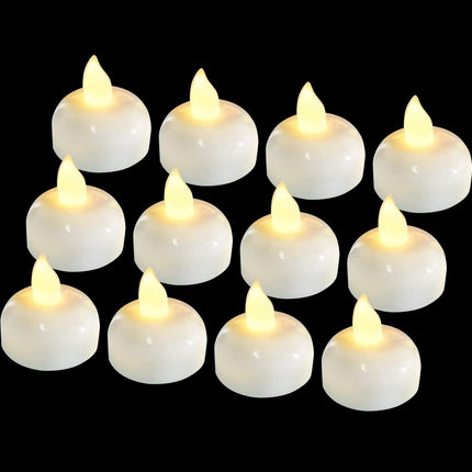 12 Pack Waterproof Flameless Floating Tealights, Christmas Battery tealights, Battery Operated Flickering Floating Tea Lights Candles in Warm Yellow for Wedding, Party, Bath, Hot Tub, Spa, Pool, Pond