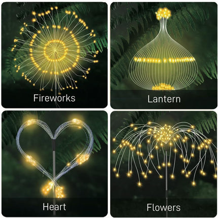 2 Pack Solar Firework Lights for Outdoor Decor,200 LEDs 8 Modes Solar Fairy Garden Lights, Solar Starburst Lights for Landscape Yard Pathway Flowerbed Christmas Decorative,Warm White