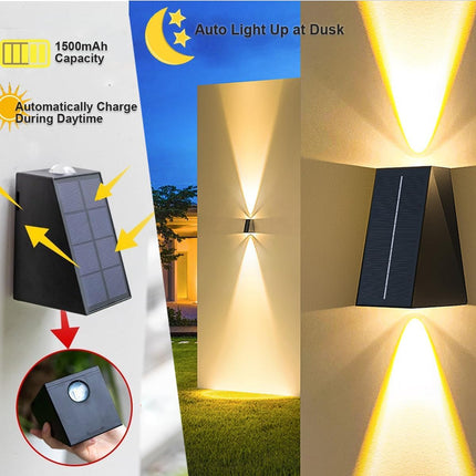 LITVERSE Solar Outdoor Wall Lights Up and Down 2 LED Outdoor Lamp Solar Wall LightsIP65 Waterproof Patio Wall Light Solar Exterior Lights for House Garage Garden (Warm White) Plastic