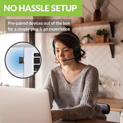 Avantree Aria 90B Bluetooth 5.0 Noise Cancelling Headphones with Microphone & USB Adapter for PC Computer Laptop Mobile Phones, 35Hrs Comfortable Wireless Headset for Music & Calls, Work from Home