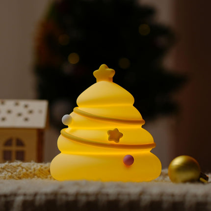 HAPPYBAG Christmas Tree Silicone Night Light LED Squishy Nursery Toddler Rechargeable Night Light,Cute Stuff for Baby,Kids,Toddlers lamp,Kawaii Room Décor