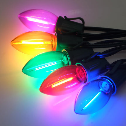 25 Pack Multicolor C9 LED Christmas Replacement Bulbs, C9 Old Christmas String Light Bulbs for Outdoor String Lights, E17 Base LED Night Light Bulb, 0.6W Dimmable LED Bulb