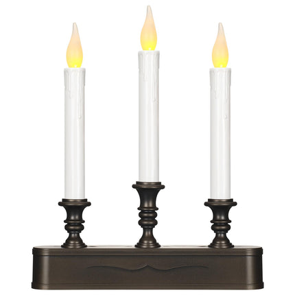 Leinuosen 4 Pack Christmas LED Window Candle 3 Window Candelabra with Black Base Battery Operated Flameless Candle with 8 Hour Timer for Christmas Window Weddings Party Home Decor(Without Battery)