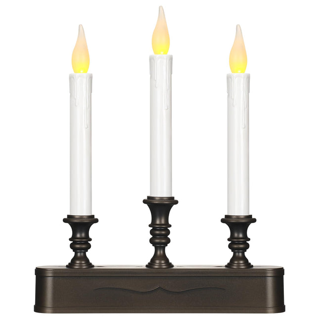 Leinuosen 4 Pack Christmas LED Window Candle 3 Window Candelabra with Black Base Battery Operated Flameless Candle with 8 Hour Timer for Christmas Window Weddings Party Home Decor(Without Battery)