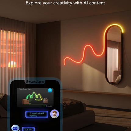 Govee RGBIC Neon Lights, LED Smart Neon Rope Light 2 Works with Matter, Alexa, Google Assistant, Custom DIY Neon Strip Lights for Bedroom and Christmas Decor, Softer Material, 16.4ft, White