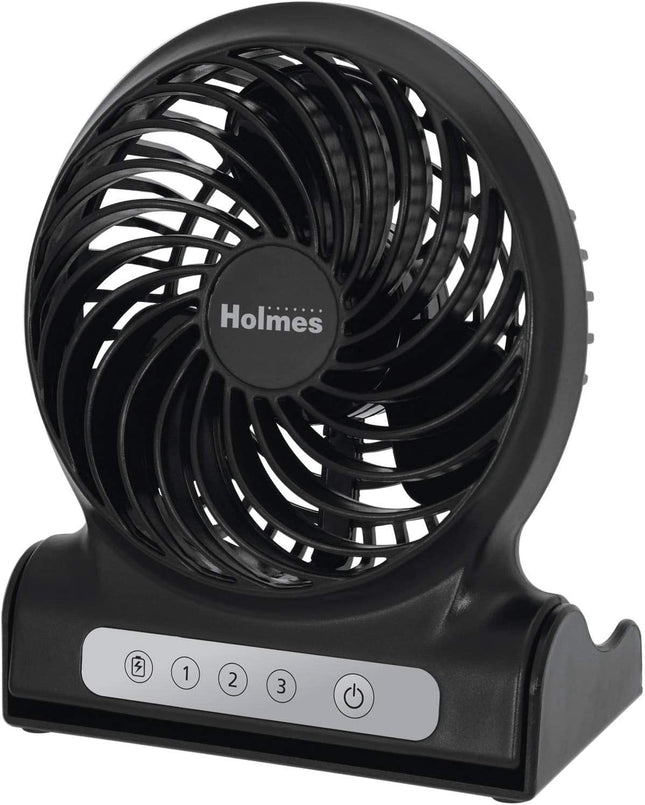 Holmes 4 Personal Fan Rechargeable Battery Operated Black