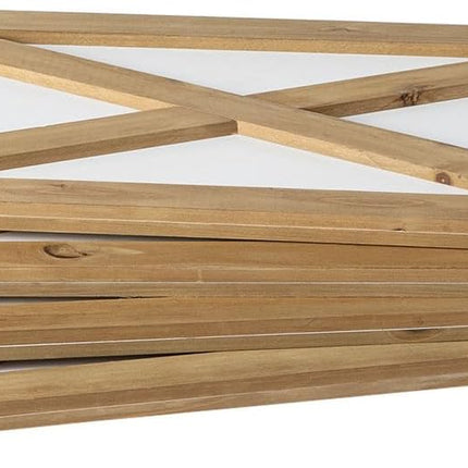 Glitzhome Farmhouse Wooden Tree Collar, 27.5" L Natural & White Christmas Tree Base Cover Xmas Tree Skirt Tree Box