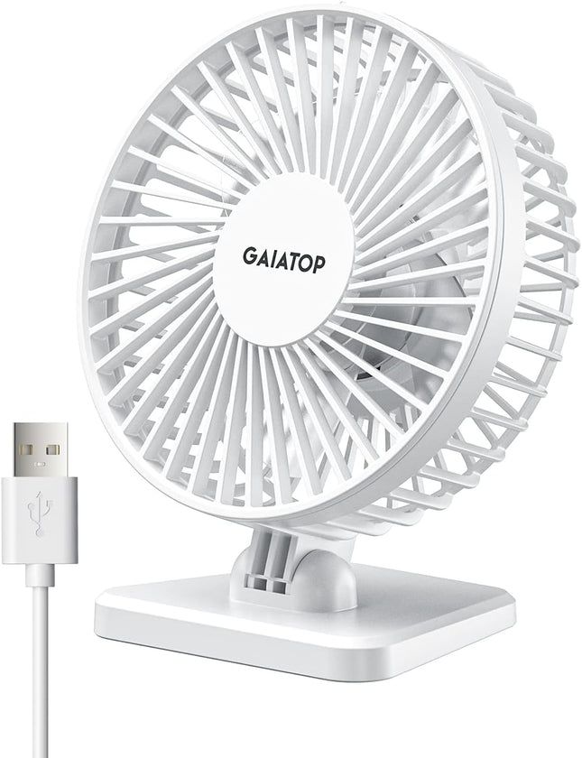 Gaiatop Usb Desk Fan, Small But Powerful, Portable Quiet 3 Speeds Wind Desktop Personal Fan, Adjustment Mini Fan Table Fan
