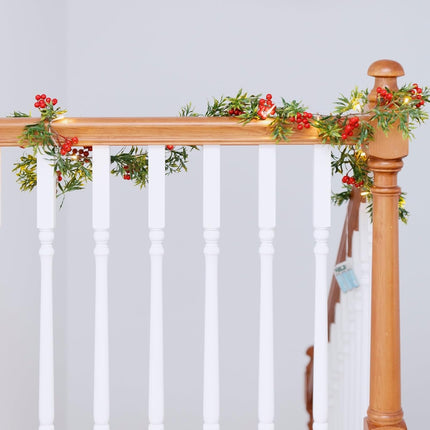 6.5FT Christmas Garlands with Light for Decoration,Artificial Garland Greenery Garland, Christmas Decorations Holiday Outdoor Indoor Fireplace Stair Railing Mantle Decor