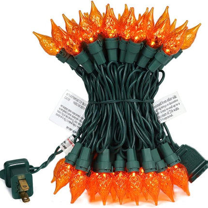 Orange Halloween String Lights 19ft, 70 LEDs C5 Christmas Lights for Indoor and Outdoor Use, ETL Perfect for Halloween, Thanksgiving, and Christmas Decor
