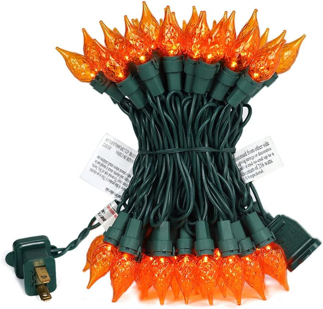 Orange Halloween String Lights 19ft, 70 LEDs C5 Christmas Lights for Indoor and Outdoor Use, ETL Perfect for Halloween, Thanksgiving, and Christmas Decor