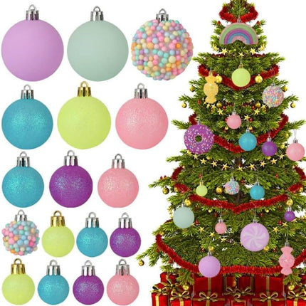 Christmas Tree Ornaments, 40 Pack Christmas Ornaments Set Pink Yellow Light Green Shatterproof Xmas Ornaments Decoration for Tree Home Holiday Party Centerpiece Garland Decor