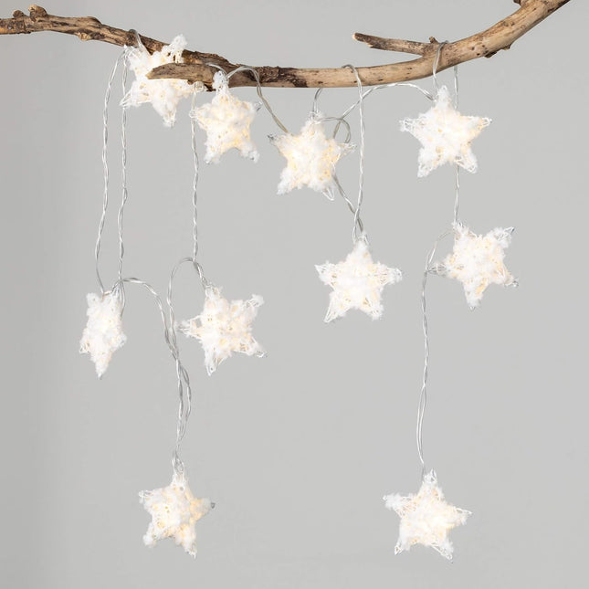 Sullivans Christmas White Lighted Star Garland, LED Lights, LED Garland Christmas Lights, Holiday Decor, Christmas Decorations, White, 6 Feet Long