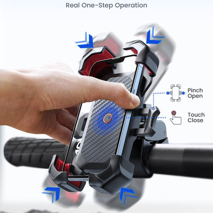 JOYROOM Motorcycle Phone Mount, [1s Auto Lock][100mph Military Anti-Shake] Bike Phone Holder for Bicycle, [10s Quick Install] Handlebar Phone Mount, Compatible with iPhone, Samsung, All Cell Phone
