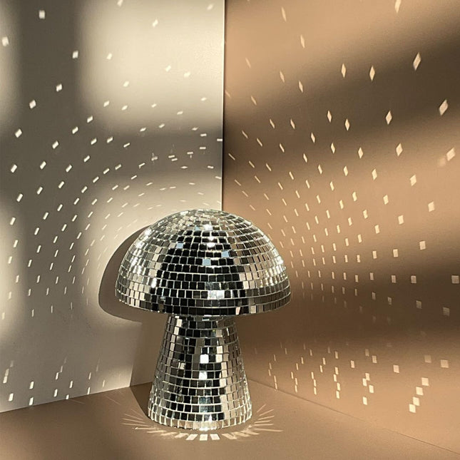 Creative Mushroom Disco Ball for Party, Table Decor Mirror Retro Handmade Disco Ball Mushroom Shape Home Art Decorations,Bar Ornaments(Silver, S(5.9''))