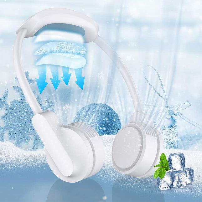 Foldable Hanging Neck Fan With Semiconductor Cooling Plate, 3S Fast Cooling Neck Cooler Warmer 360° Rotatable Bladeless Air