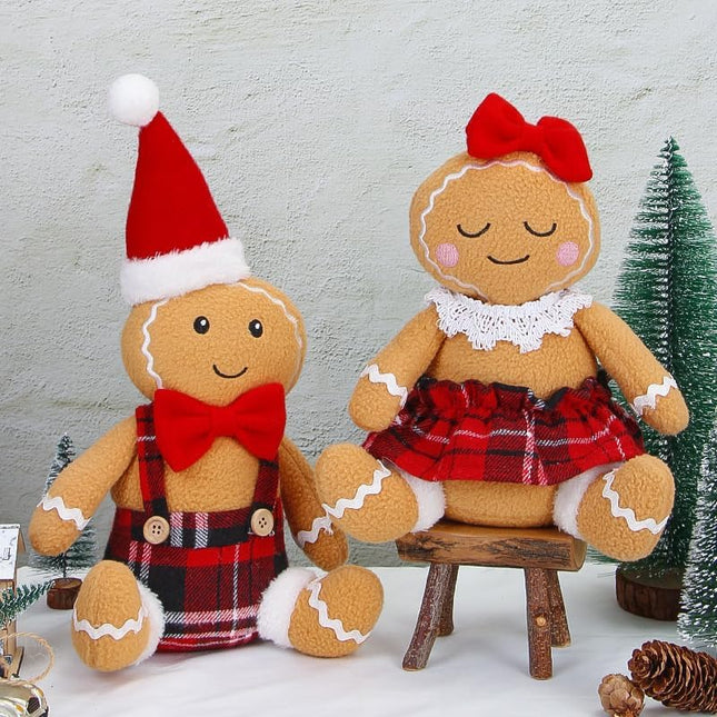 2PC Gingerbread Man Christmas Decorations Indoor for Christmas Ornament Home Decor Gingerbread Doll for Door Window Table Tree Holiday Xmas Season Decor