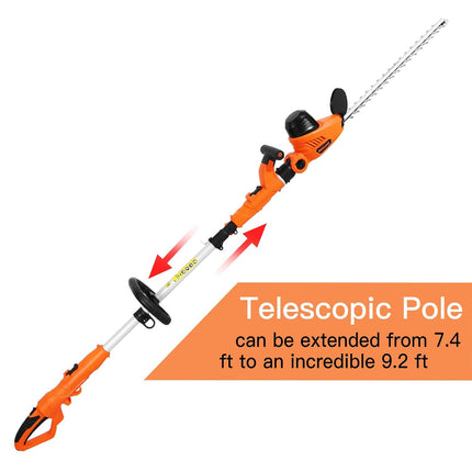 GARCARE 2-in-1 Pole Hedge Trimmer Corded 4 Amp 20" Electric Dual-Action Hedge Trimmer Branch Cutter Lightweight Lawn and Garden Landscaping