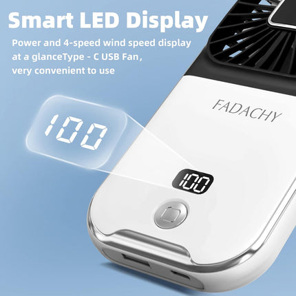 Mini Fan Portable Handheld Fan Rechargeable Small Battery Operated Personal Fan All In 1 As Power Bank, Phone Holder, Hand Held