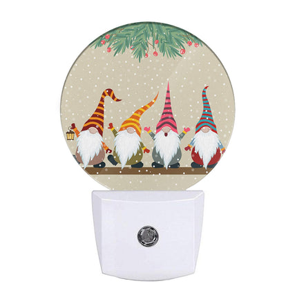 EKOBLA Gnome Night Light Christmas Winter Decorative Santa Elf Snowflakes Plug in Nightlights Home Dusk to Dawn Smart Sensor LED Lamp for Men Women Boys Girls