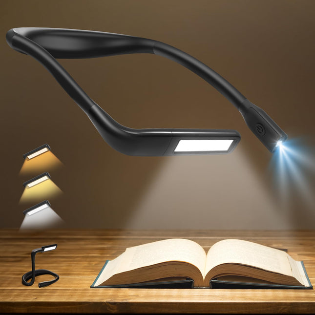 Neck Reading Light Book Lovers s, Rechargeable 2000mAh 10-80Hrs Eye-friendly Wide Lamp Booklight, Birthday Christmas Stocking Stuffers for Men Women Readers, Camping Knitting Crochet Accessories