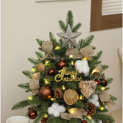 Christmas Tree for Tabletop Decoration, Mini Artificial Christmas Tree with Hanging Ornaments and Presents for Year Holiday Home Decorations