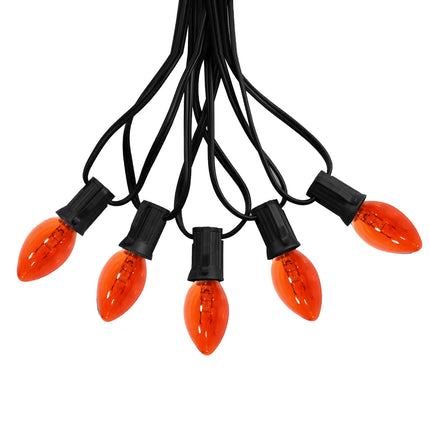 25 Pack C7 Replacement Bulbs, 5W Orange Light Bulbs, Halloween Christmas Light Bulbs for Outdoor String Lights Patio Wedding Decor, E12 Candelabra Base, Incandescent Night Lights