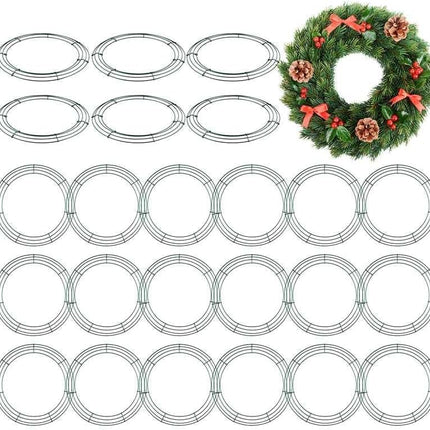 Aodaer 24 Pack 14 Inch Wire Wreath Frame Christmas Dark Green Wire Wreath Ring Round Metal DIY Floral Crafts Wire Wreath for Halloween Year Holiday Valentines Day Decorations