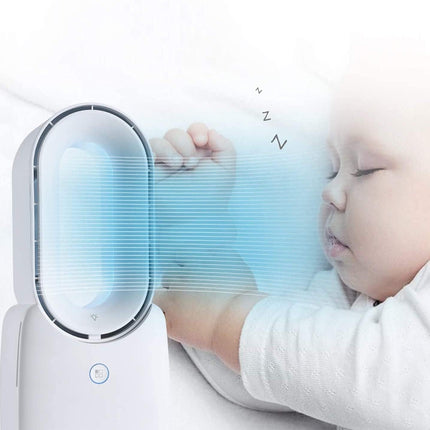 Desk Fan, Quiet Bladeless Fan With Usb Adapter And 5 Colors Led Light, 3 Speeds Stylish 11.8 Inch Table Fan, Small Fan With Touch