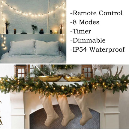 Solhice 4 Pack 20ft Christmas Lights Battery Operated String Lights with Remote Control, 50 LEDs Clear Mini Lights Warm White Xmas Tree Lights for Bedroom Indoor Outdoor Decor