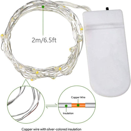 36 Pack Fairy Lights Battery Operated, 20 LED 6.6ft/2m Starry String Lights, Waterproof Mini Silver Wire Firefly Lights for Mason Jar DIY, Wedding Christmas Decor (Cold White)