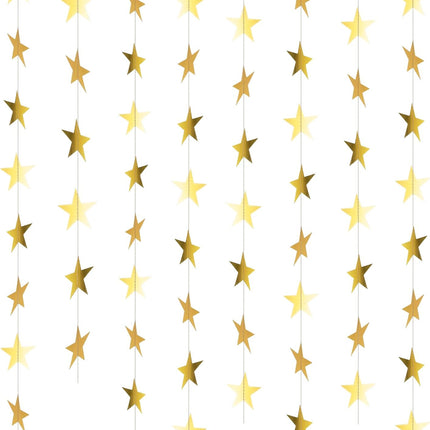 Bremorou Gold Star Garland, 104 Ft Gold Star Garland Banner Bright Star Hanging Bunting Banner Backdrop Reflective Sparkle Little Star Paper Hanging Decor for Birthday Engagement Wedding Party
