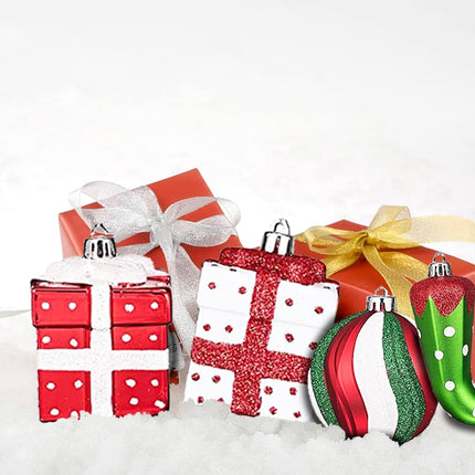 Christmas Ball Ornaments Set, Elf Boots Theme 70ct Classic Collection Splendor Red Green White Christmas Ball Ornaments, Shatterproof Xmas Balls for Christmas Tree Decoration