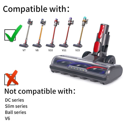 Hardwood Floor Attachment For Dyson V7 V8 V10 V11 V15 Sv10 Sv12 Sv14 Animal Absolute Vacuum Cleaners With Led Headlights, Bristle Roller Brush Head Parts