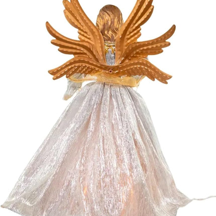 The Bridge Collection 16" Golden Angel Tree Topper - Gold Angel Tree Topper - Lighted Tree Topper - Christmas Tree Angel