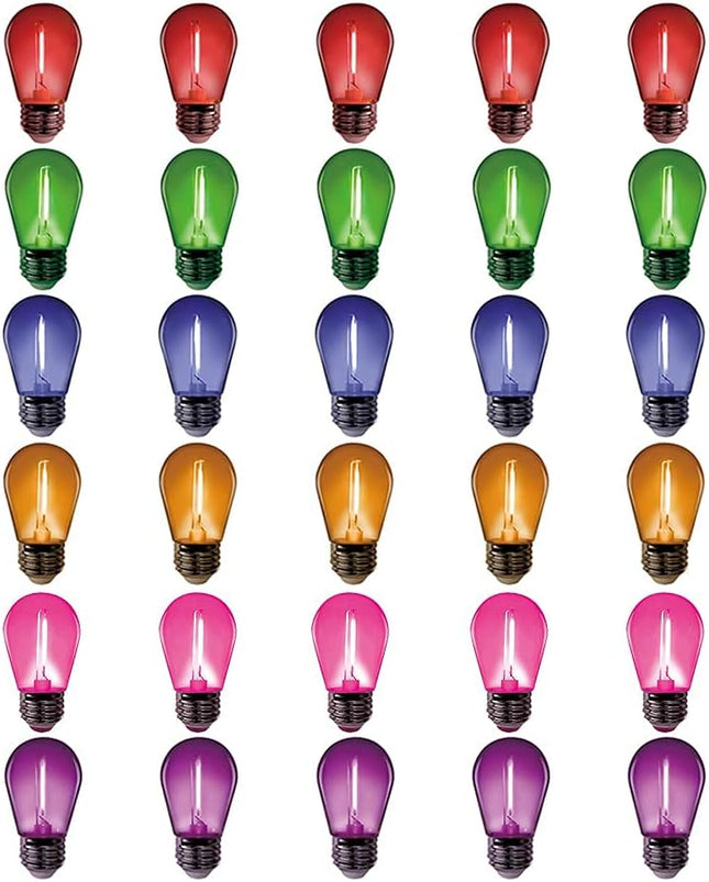 30 Pack LED Color Bulb S14 1W, LED String Light Replacement Bulb for Home Decor Christmas,Holiday,Party,Wedding