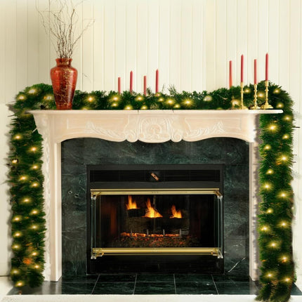 2Pcs 15.5 Ft Pre-lit Christmas Garland with 90 LED Lights - 8 Lighting Modes, Battery Operated, Waterproof, Outdoor/Indoor Pre-lit Greenery Garland for Fireplace Mantel, Kitchen, Christmas Tree