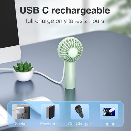 Mini Fan, Mini Handheld Fan, Small Cute Design Portable Fan With 3 Powerful Wind Speed, Battery Operated, Usb Rechargeable, 9 Hou