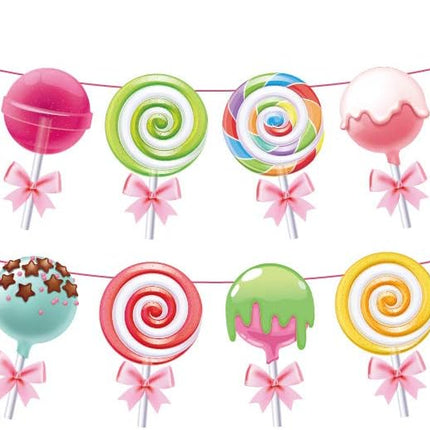 Candyland Banner,Lollipop Banner,Rainbow Candy Banner,Donut Banner,Candyland Party Supplies,Candyland Baby Shower,Candyland Decoration for Girls,Kids,Home,Classroom,Bedroom