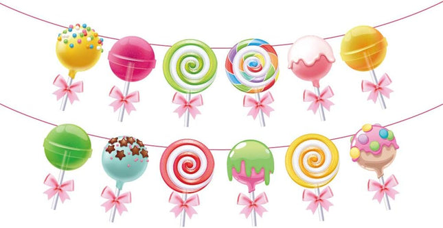 Candyland Banner,Lollipop Banner,Rainbow Candy Banner,Donut Banner,Candyland Party Supplies,Candyland Baby Shower,Candyland Decoration for Girls,Kids,Home,Classroom,Bedroom