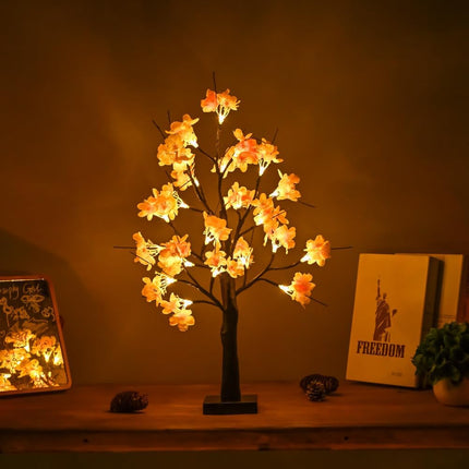Snokip Peach Blossom Tree Light, 23inch 24LED Lighted Tabletop Lamp, USB Powered Artificial Flower Bonsai Tree Lamp, s for Home Decor Room Office Party Wedding Christmas Decorations