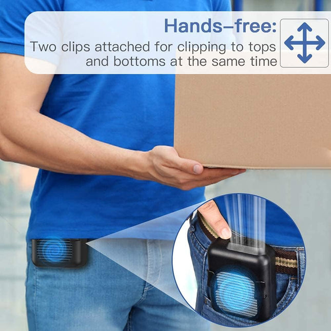 Koonie Portable Waist Fan, Strong Airflow 23H Working Time HandsFree Necklace Fan, Battery Powered 3Speed Personal Fan 6000Mah