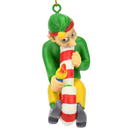 Tree Buddees Candy Cane Bong Elf Funny Weed Christmas Ornament