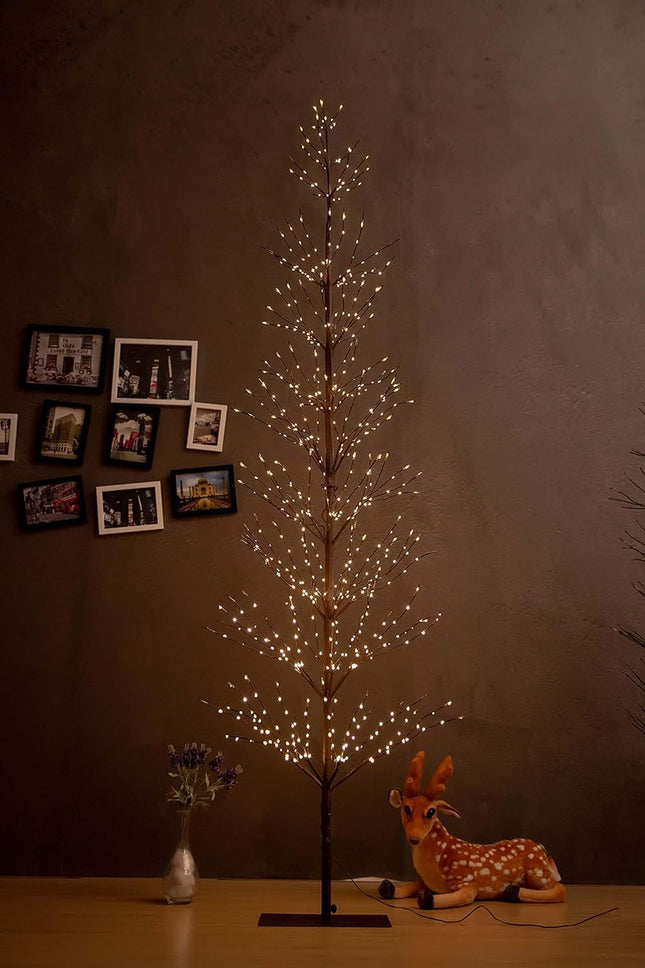 Snokip LED Warm Tree 7FT/736LED Warm White Fairy Lights, Lighted Trees for Indoor Outdoor Home Thanksgiving Christmas Holiday Decoration