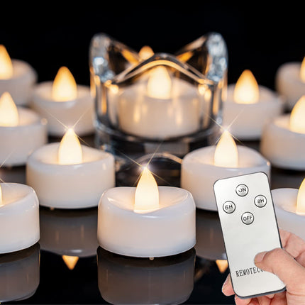 LED Candles with Remote and Timer, 12PCS Flameless Tea Lights Candles Battery Operated, Remote Control Tea Lights with 6/8 H Timer for Halloween Christmas Holiday Warm White