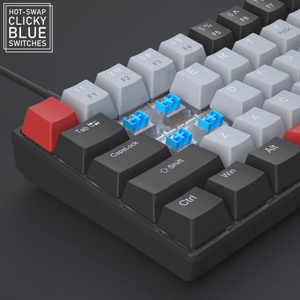 Gaming Keyboard and Mouse Combo, 60% Compact Mechanical Keyboard with Blue LED Backlit, PC Gaming Keyboard and Mouse,Detachable Type C to A Cable Wired Keyboard for PC/Laptop