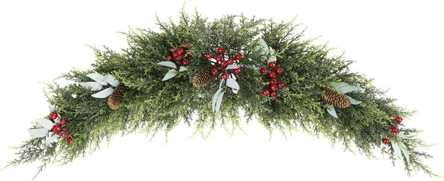 U'Artlines Christmas Swag for Front Door Artificial Decorative Swag Decoration with Pine Cone, Berries for Indoor & Outdoor Window Wall Fireplace Mantle Home Holiday Xmas Decor (43" Green)