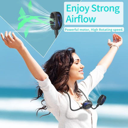 Handfan 10000Mah Neck Fan, 360° Rotation Personal Portable Fans For Your Neck, 48H Lasting Rechargeable Battery Operated Wearable