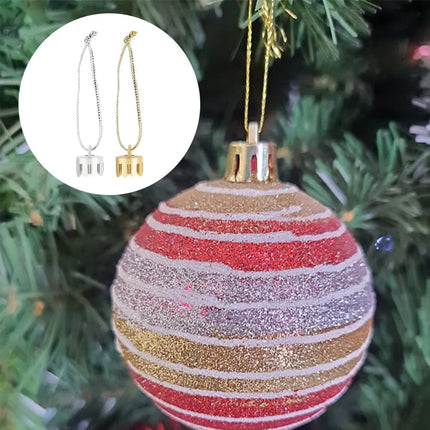 WEBEEDY 400pcs Christmas Ornament Topper Caps Gold and Silver Ornament Caps Hanger Replacement with Hanger Strings Cord Set for Christmas Tree Decorations DIY Crafts