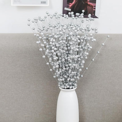 KAHAUL 1PC Artificial Foam Flowers Christmas Berries Golden Glitter Sparkle DIY Decor Home Tables Wedding Bouquet, Wreath, Garland, Crafting Accessory (Sliver)